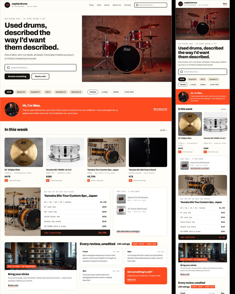 Capital Drums website