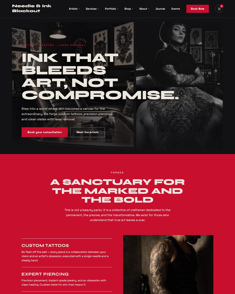 Needle & Ink Blackout website